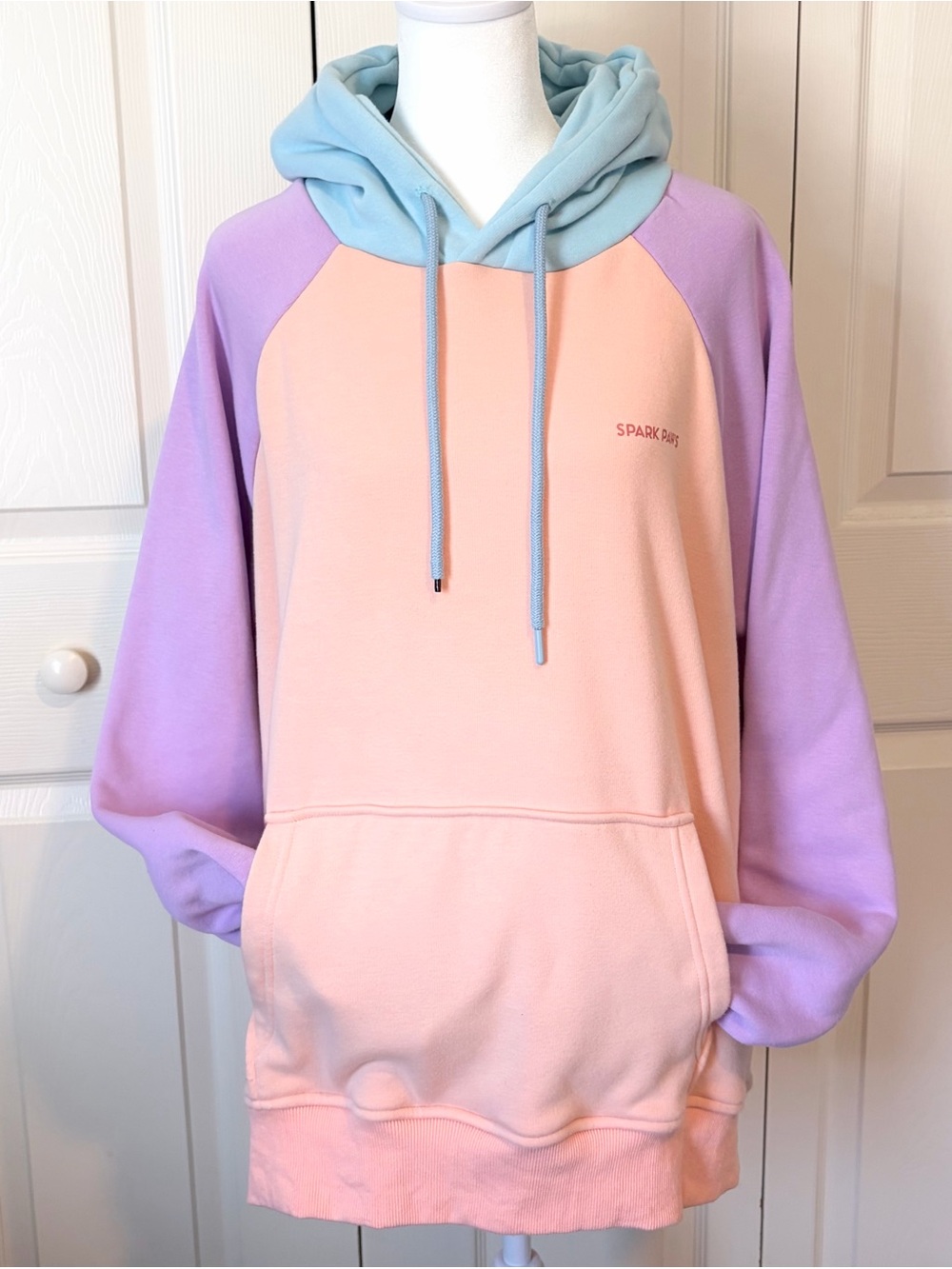 Spark Paws Cotton Candy Pullover Pastel Color Block Hoodie